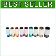 Load image into Gallery viewer, Versatile 9-Piece 1/2" Drive Extra Thin Wall Socket Set - Protects Custom Rims