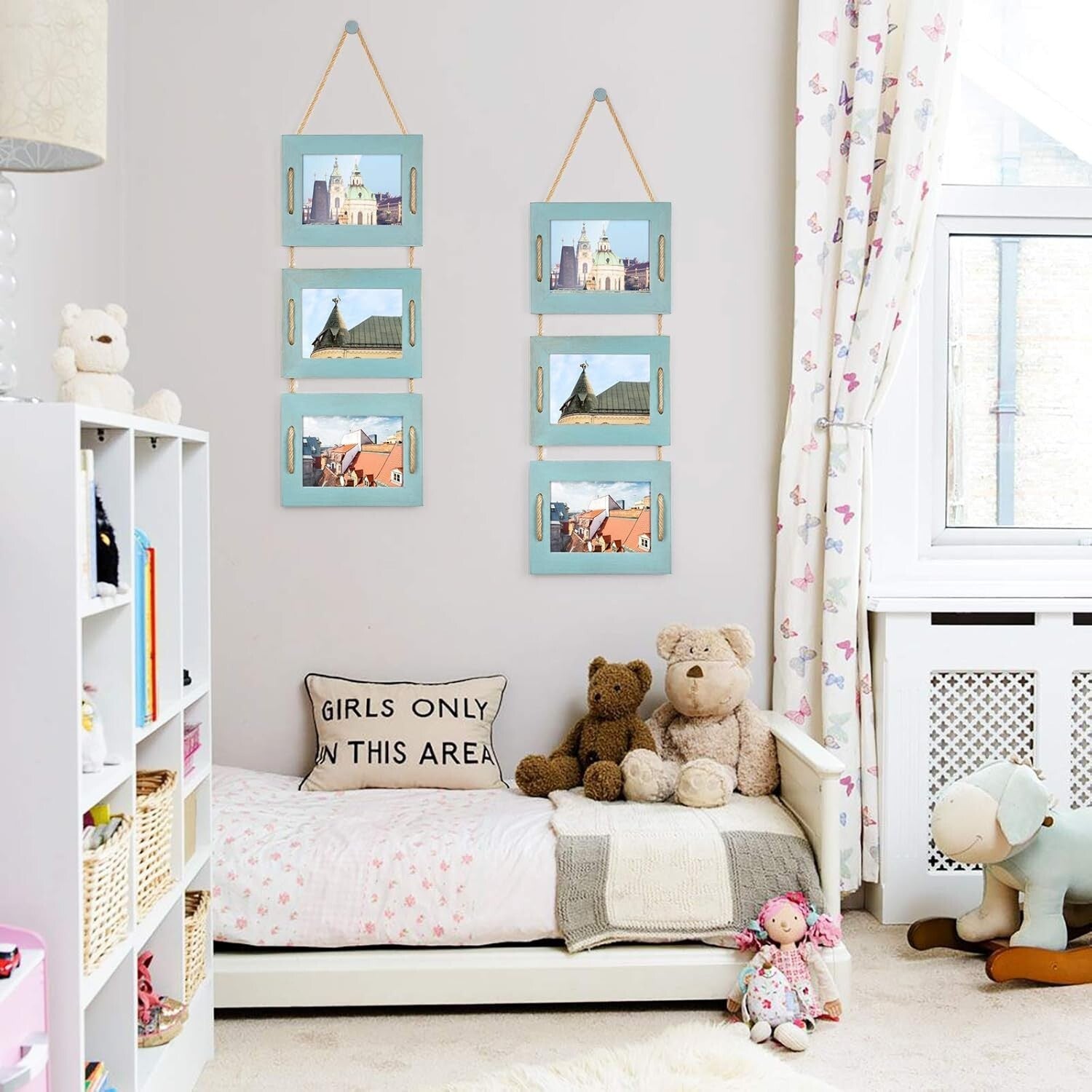 Creative 5x7 Collage Wall Decor - Rustic Ocean Blue Frames with 3.5x5 Options