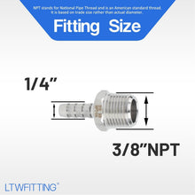 Load image into Gallery viewer, 316 Stainless Steel Barb Fitting Coupler 1/4" ID x 3/8" Male NPT - Pack of 25