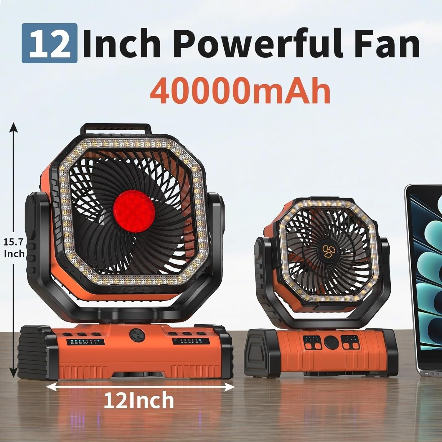 Multi-Function Camping Fan & LED Lantern - 40000mAh Rechargeable with SOS Light