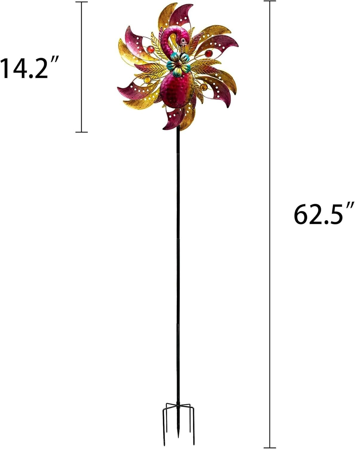 Durable Flamingo Solar Wind Sculpture - 62.5 Inches of Whimsical Garden Charm