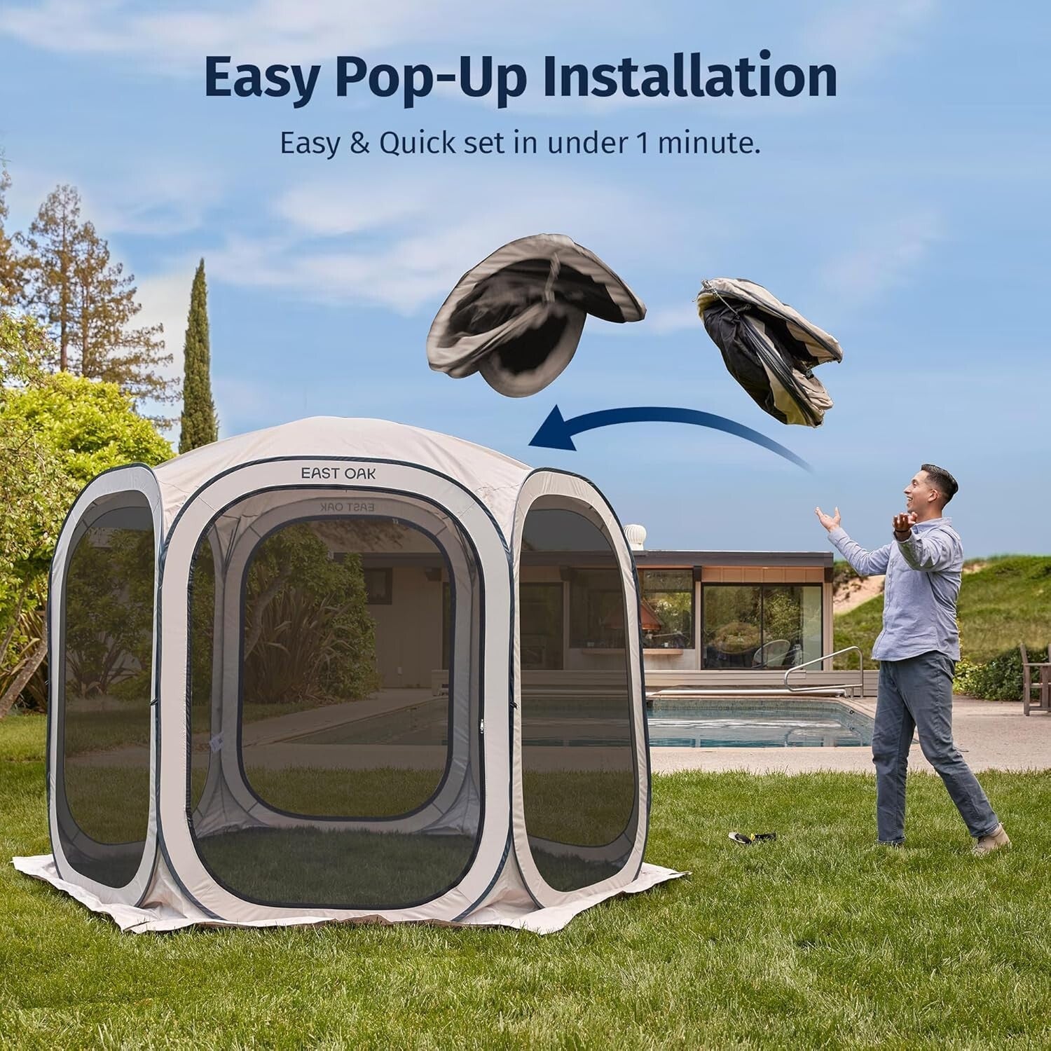 Compact 10x10 FT Pop-Up Screen Room with Carry Bag - Ideal for Family Gatherings