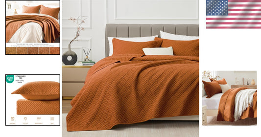 3-Piece King Size Coverlet Set in Soft Umber - Modern Elegance for Your Bedroom