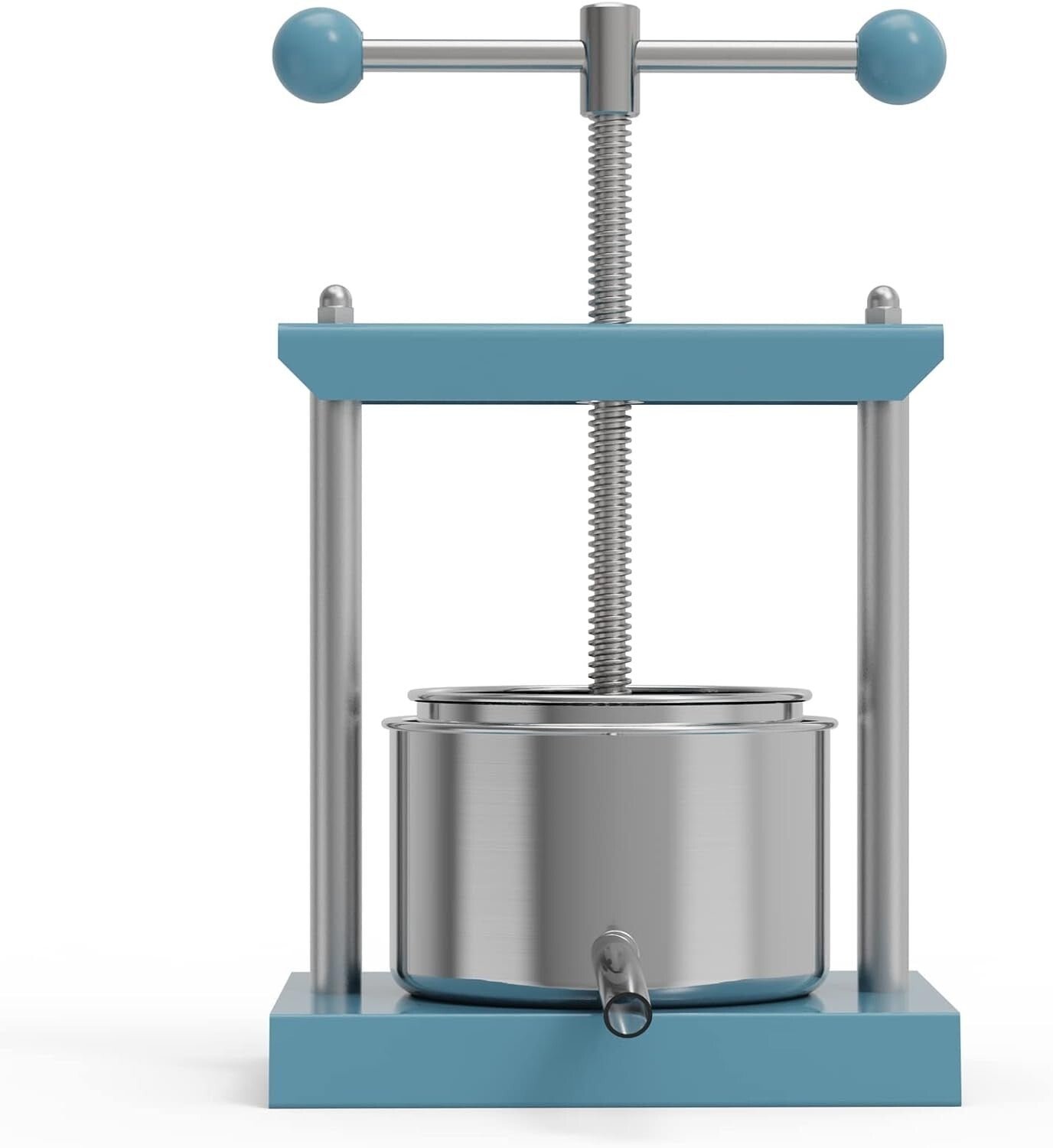 Blue Manual Juice Press, 2L Stainless Steel & Iron - Effortless Fruit Extractor