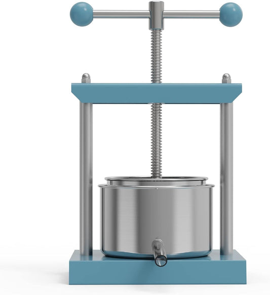 Blue Manual Juice Press, 2L Stainless Steel & Iron - Effortless Fruit Extractor