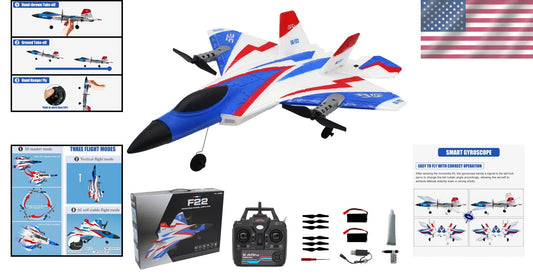 F-22 RC Airplane: 4 Channel Remote Control with Aerobatic Stunt Features