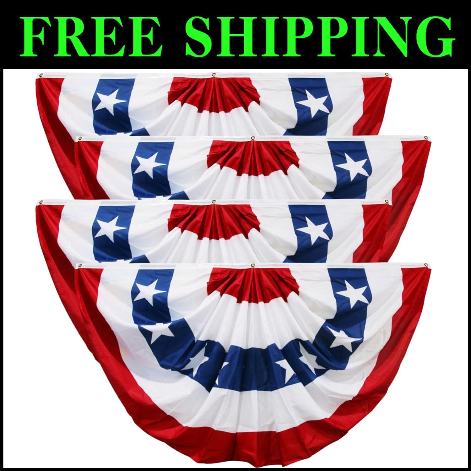4 Pack American Flag Bunting 3x6 - Perfect for Fourth of July Outdoor Decor