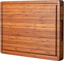 Load image into Gallery viewer, Heavy-Duty XL Bamboo Cutting Board with Juice Groove - Perfect for Entertaining