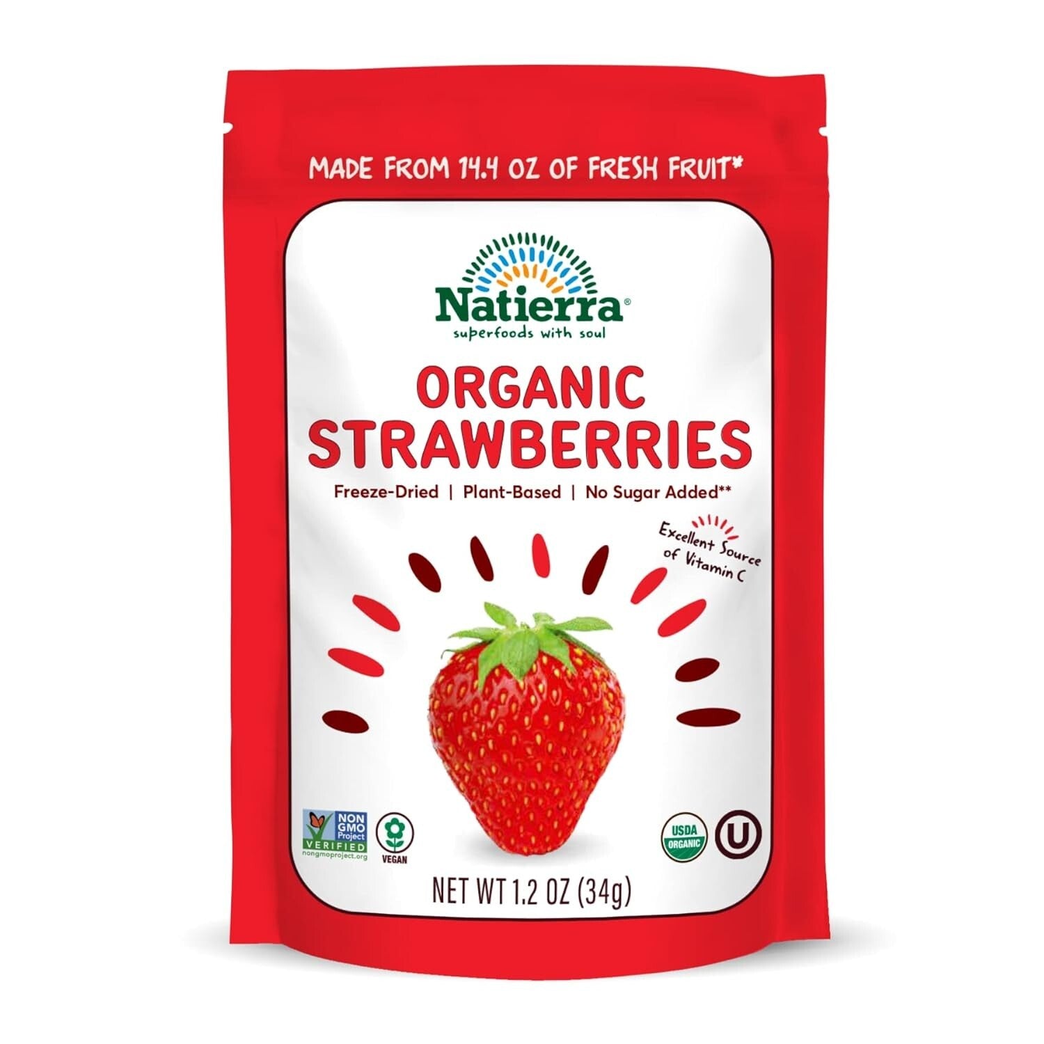 Nature's Organic Freeze-Dried Strawberries - No Added Sugar | Healthy Snack Pack