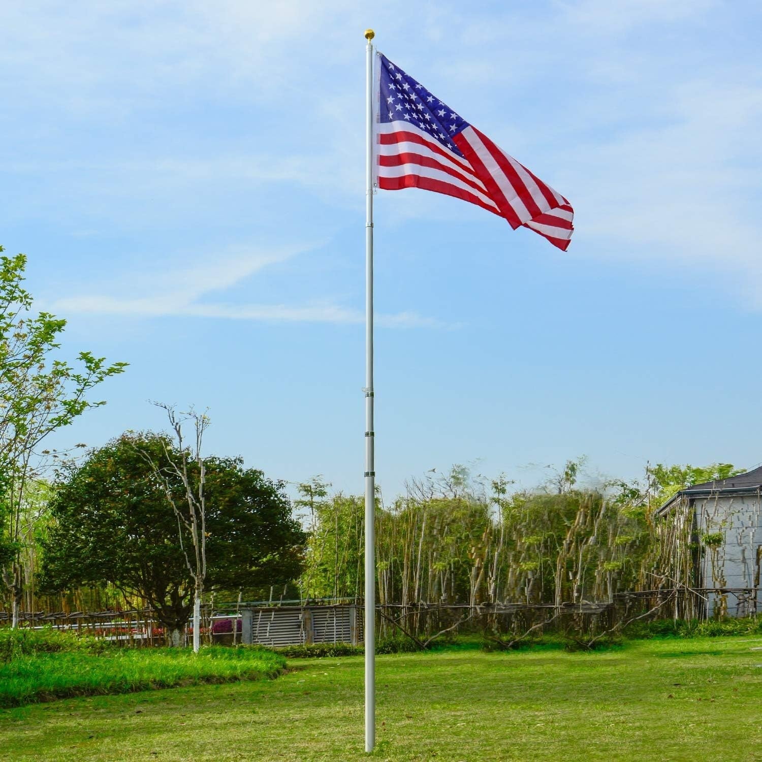 Premium Telescoping Flagpole Kit with 3x5 American Flag - Perfect for Outdoors