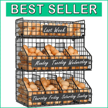 Load image into Gallery viewer, 3-Tier Stackable Egg Holder with Dividers &amp; Nameplate for Organized Kitchens