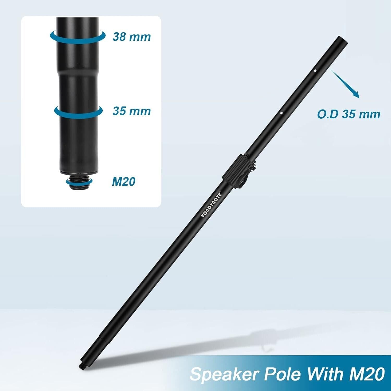 Sturdy 34-52 Inch Adjustable Speaker Poles with M20 & 35mm Compatibility