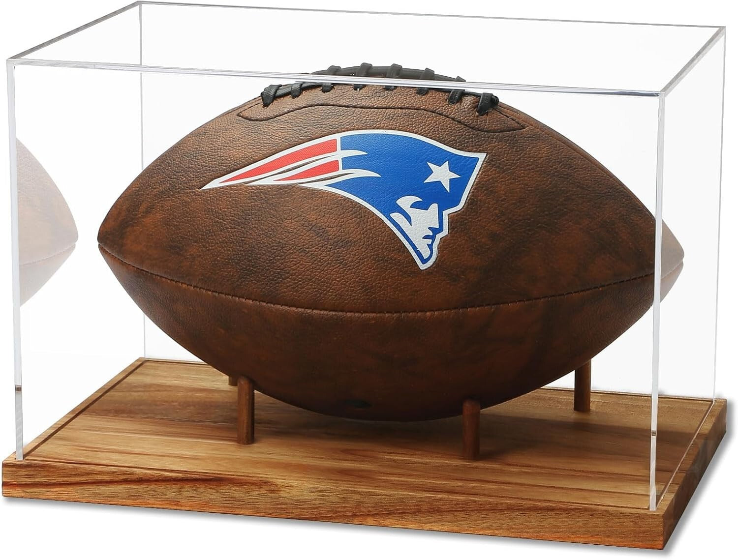 Premium Acrylic Football Display Case with Wood Stand - No Assembly Required