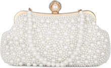 Load image into Gallery viewer, Handmade Pearl Evening Clutch with Detachable Straps - Elegant Wedding Accessory