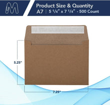 Load image into Gallery viewer, 500 Self-Sealing A7 Kraft Mailing Envelopes - Ideal for Cards &amp; Invitations