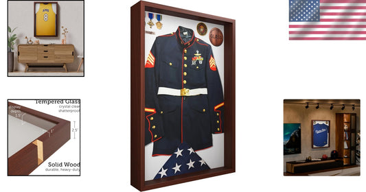 2.5-Inch Thick Shadow Box Frame, Walnut Brown Finish for Memorabilia Showcasing
