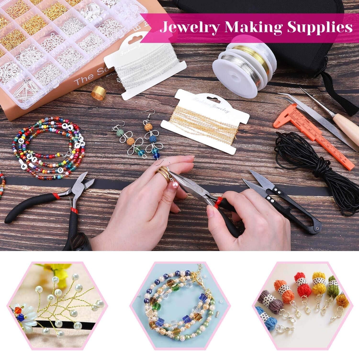 Deluxe Jewelry Beading Kit for Adults - Crafting Tools & 1830 Findings Included
