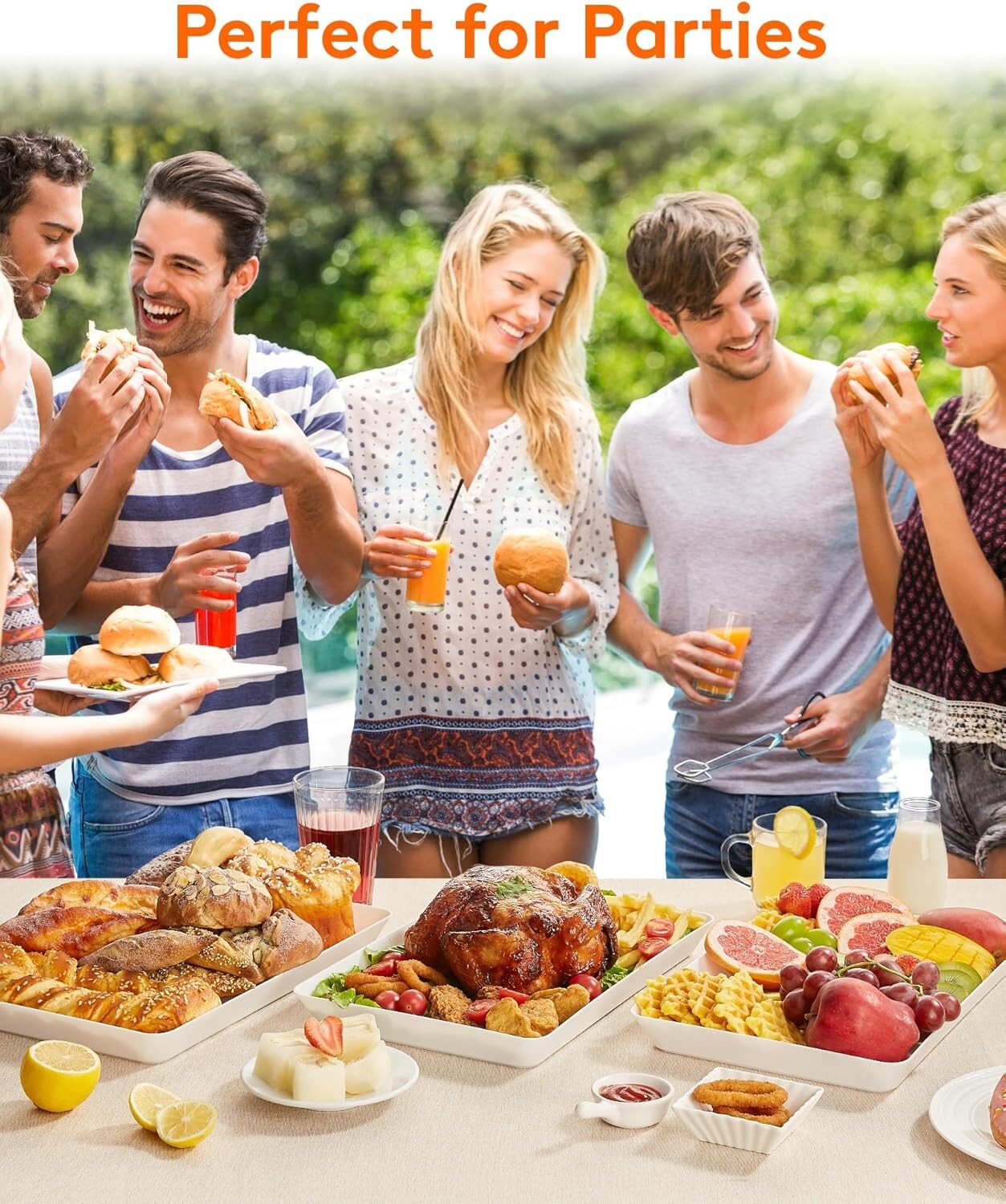 Versatile Plastic Serving Trays, Lightweight 10-Pack for Effortless Clean Up