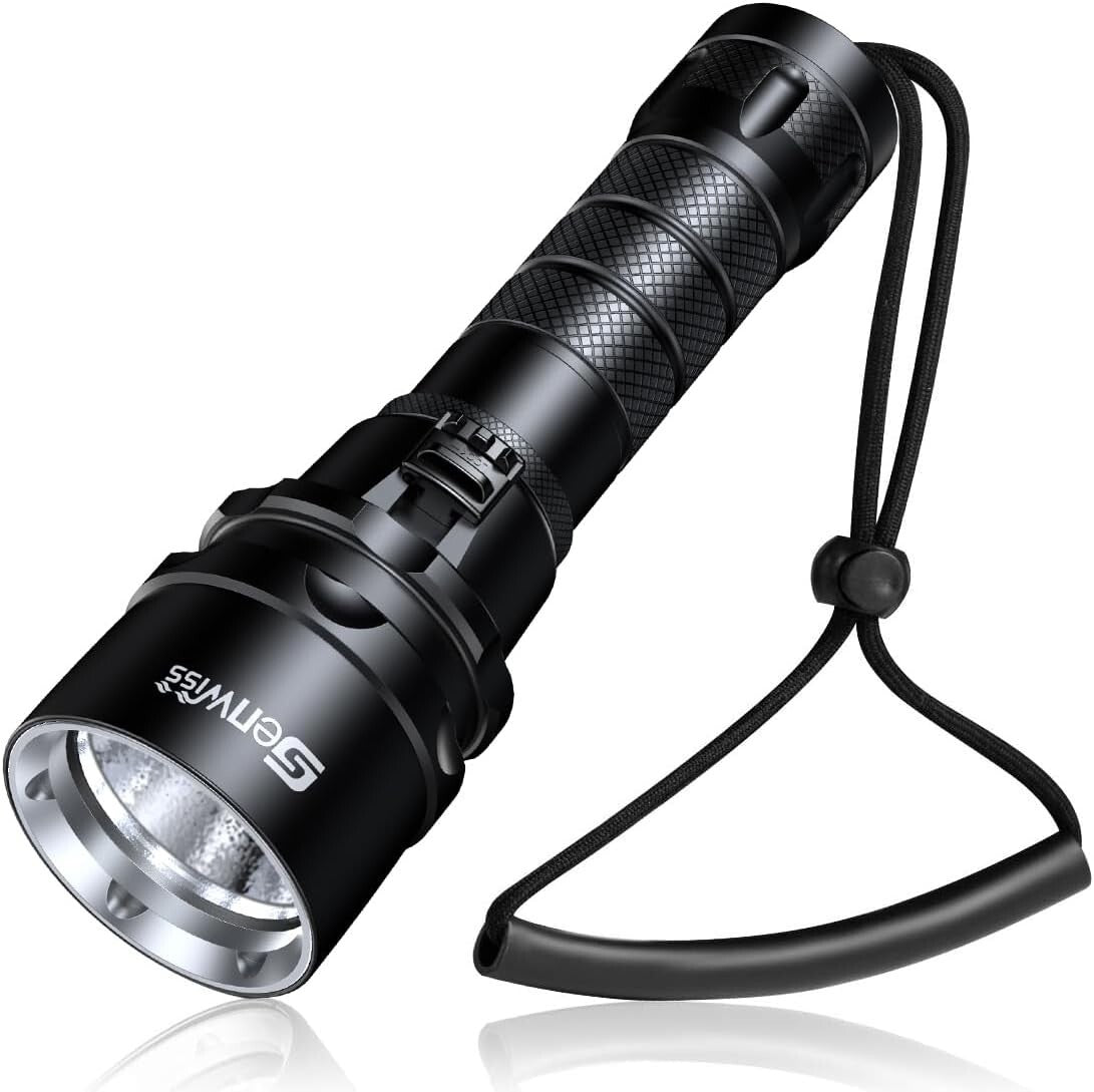 2000 Lumen Waterproof Diving Flashlight - Rechargeable LED Torch for Adventures