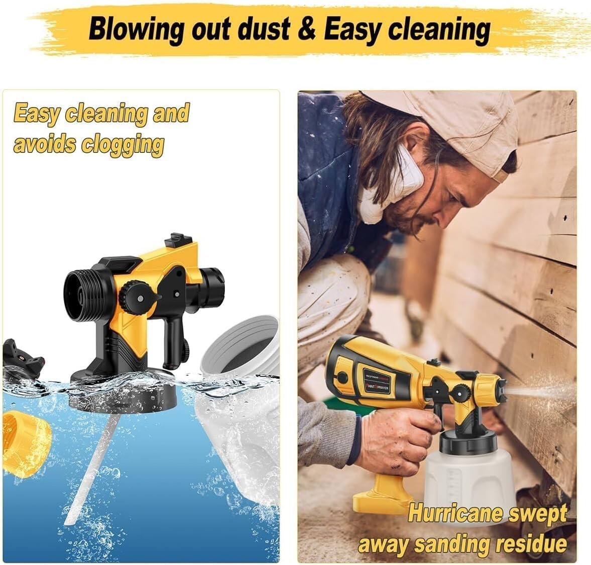 1000W High Power Electric Spray Gun - Easy Clean Paint Sprayer and Accessories