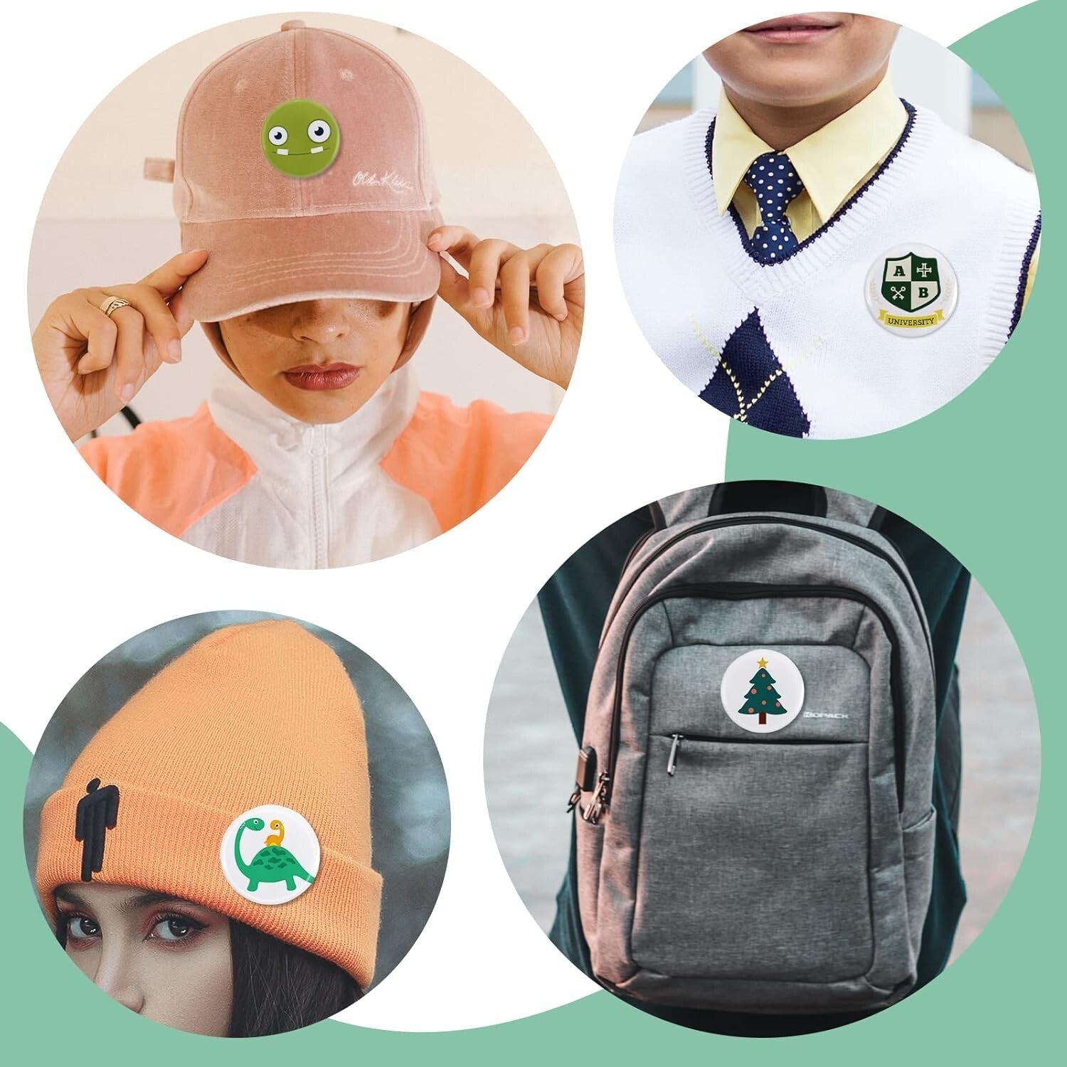 58mm Round Badge Button Supplies - 200 Sets with Film & Blank Paper Included