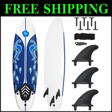 Load image into Gallery viewer, 6 Ft Lightweight Surfboard with 3 Detachable Fins for Safe Water Adventures