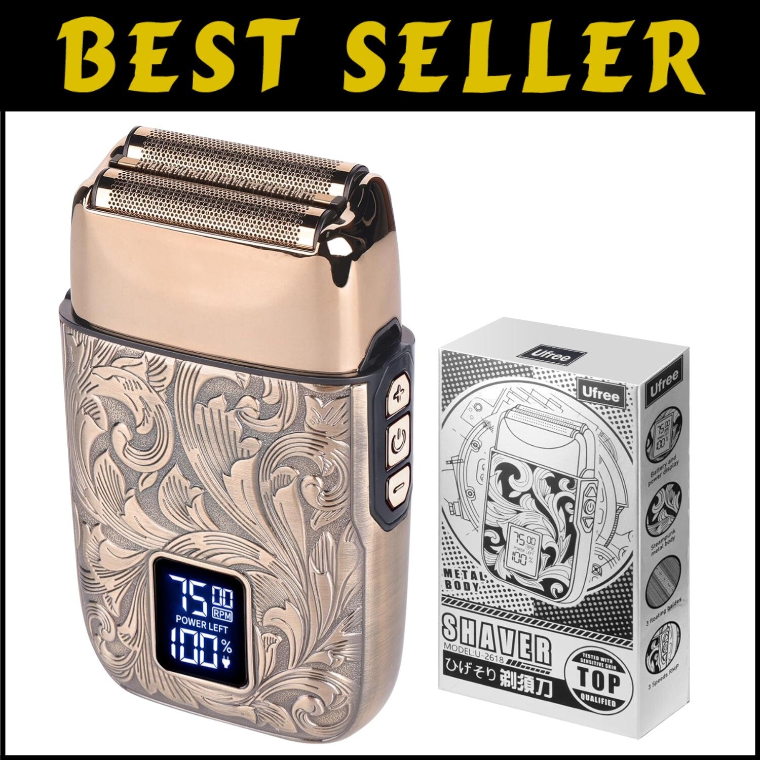 Professional Men's Electric Shaver with Titanium Blades & Fast Recharge Feature