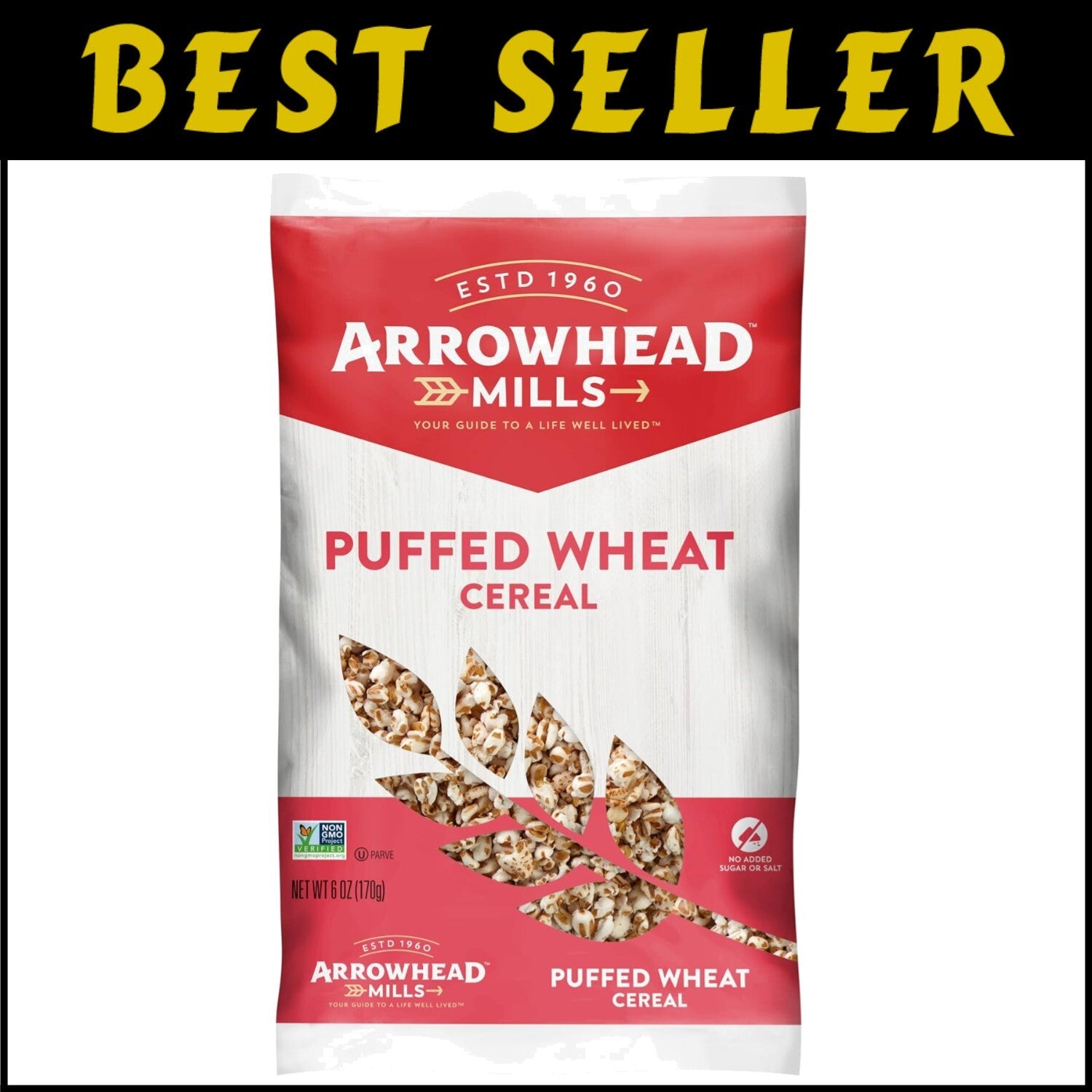 American Grain Puffed Wheat Cereal - 6 oz Bags, Pack of 12 for Balanced Mornings