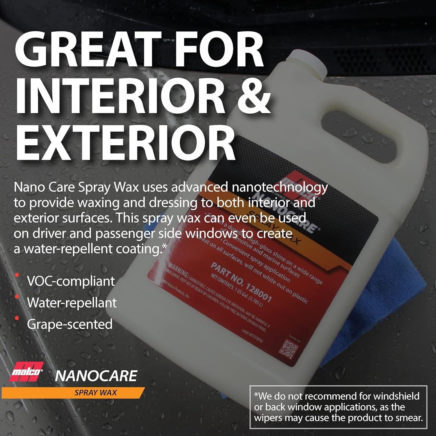 Professional Grade 2-in-1 Nano Care Spray Wax - 1 Gallon Interior & Exterior