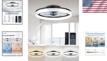 Load image into Gallery viewer, Quiet 20-Inch Ceiling Fan with Remote Control &amp; LED Light for Modern Spaces
