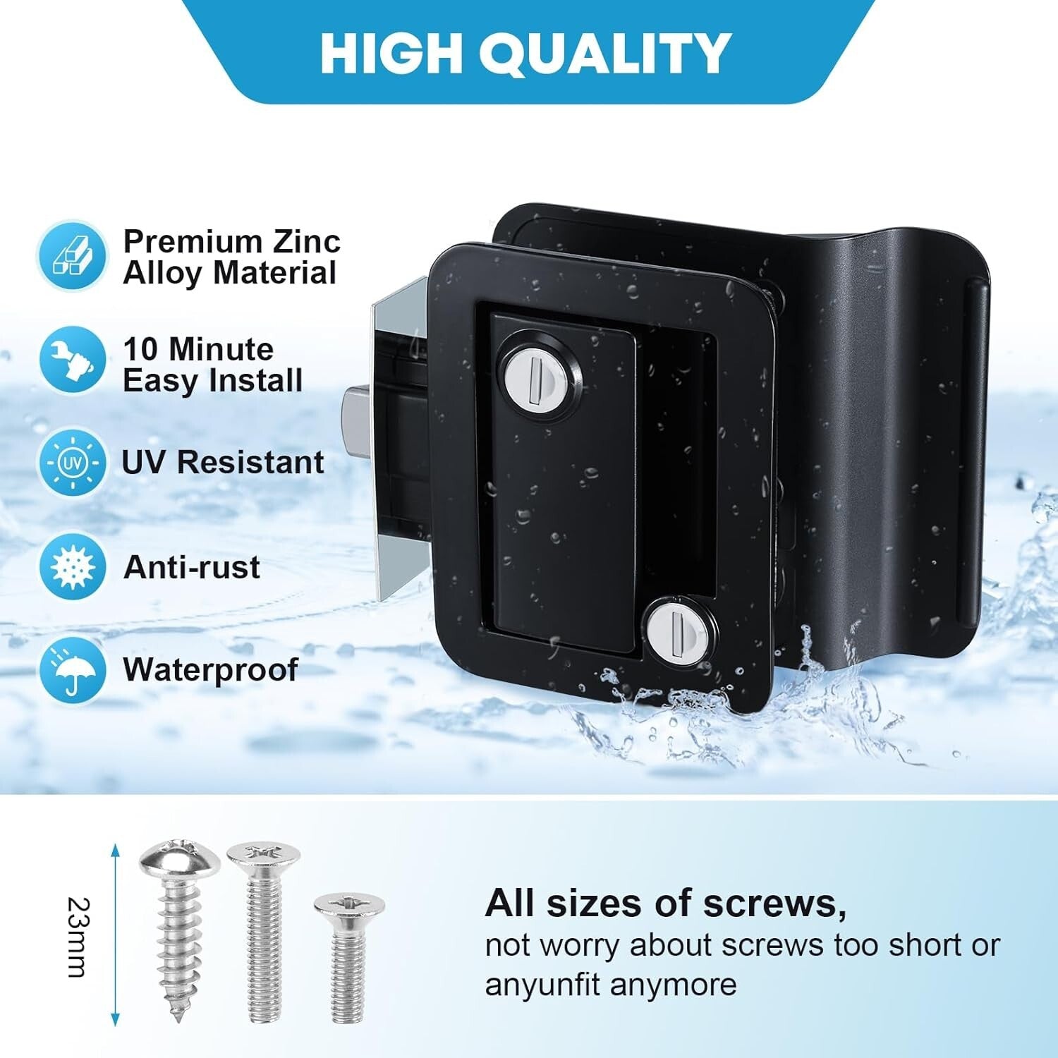 2 Pack of Waterproof RV Door Locks with Longer Screws - Secure Your Trailer