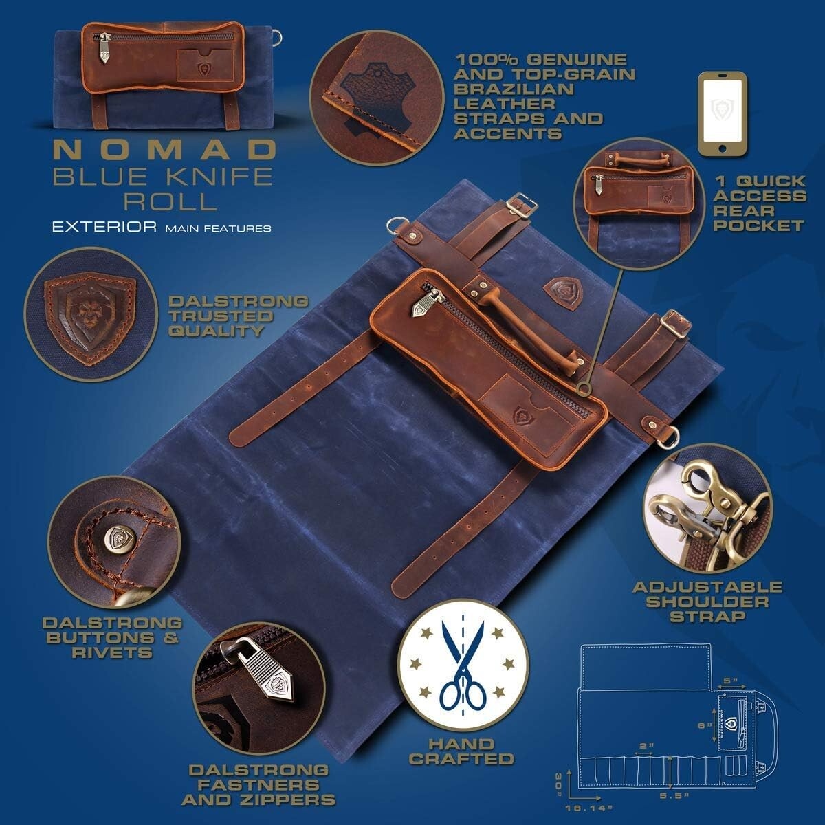 Nomad Knife Wrap Roll - Travel Storage with 13 Pockets for Culinary Adventurers