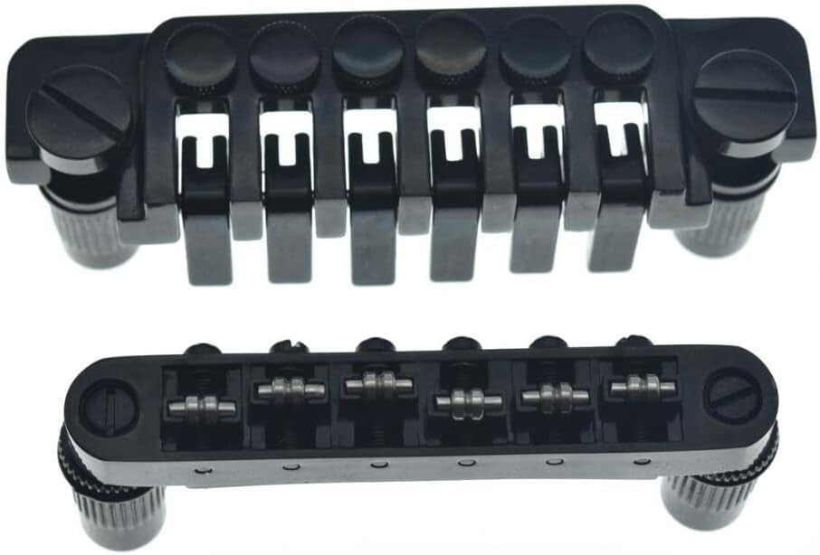 6.3mm Black Tune-O-Matic Roller Saddle Bridge & TP-6 Stopbar for Epiphone Models