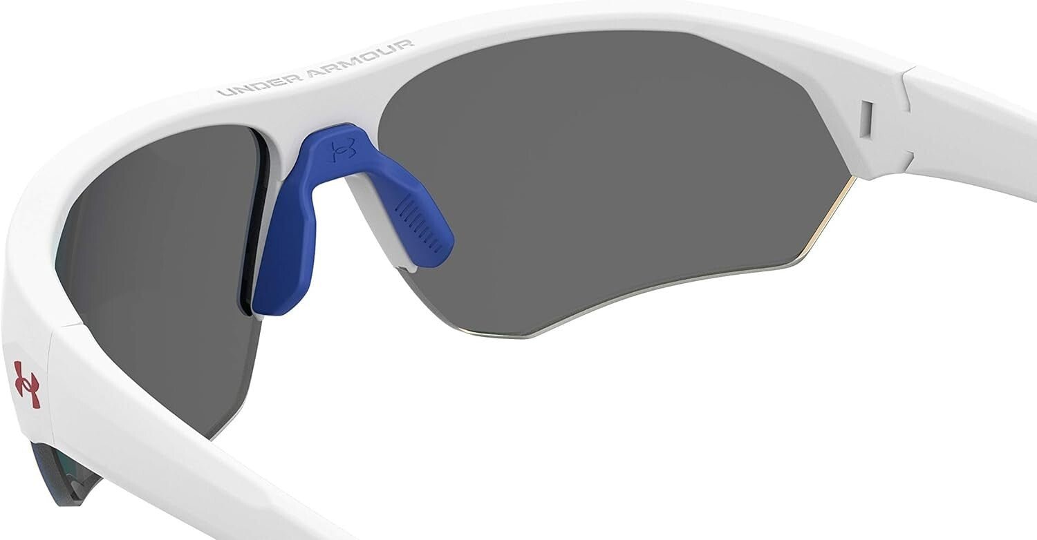Matte White/Blue Boys' Wrap Sunglasses with Durable TR90 Frame - 69mm Lens
