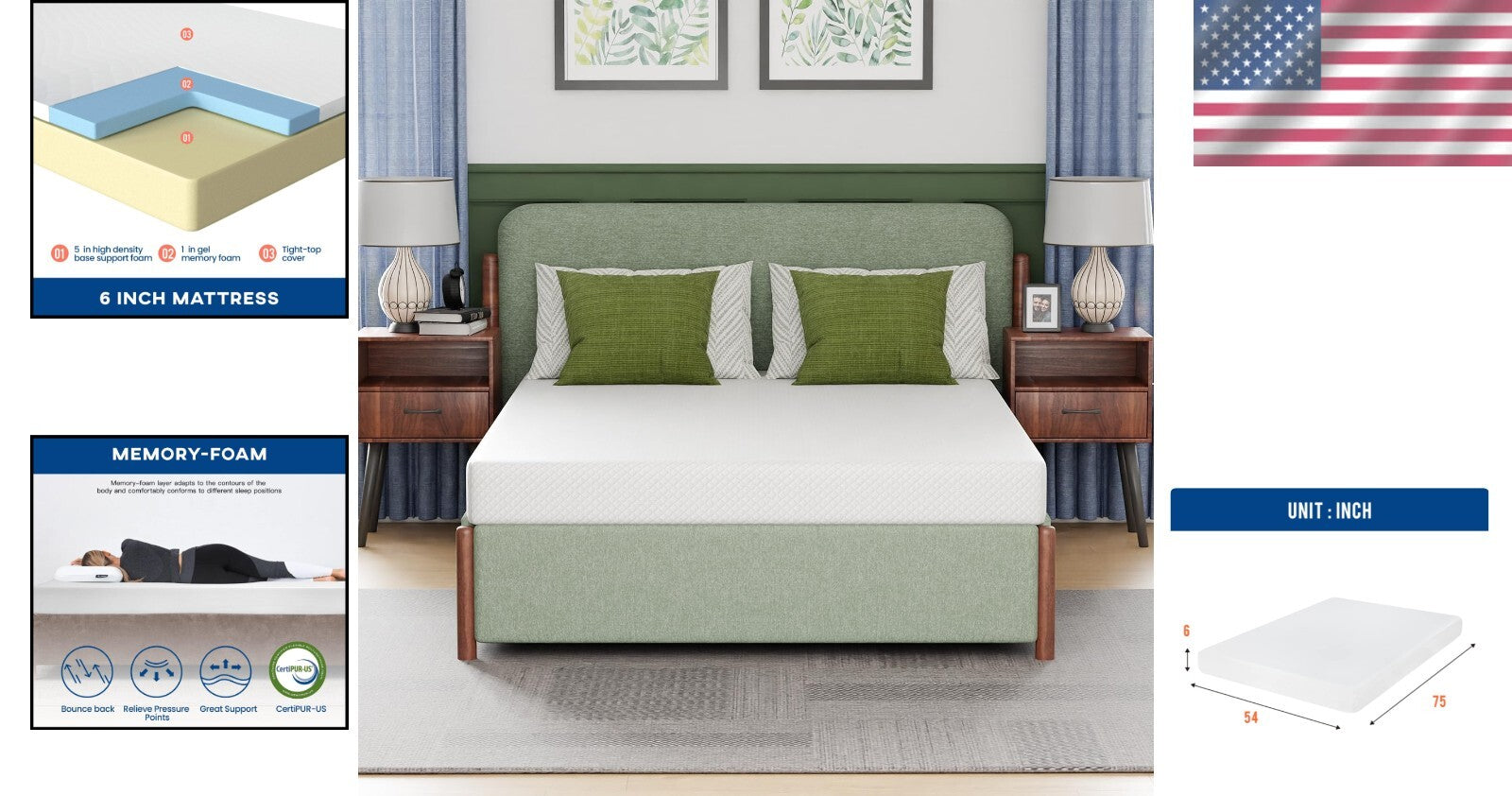 6-Inch CertiPUR Full Mattress with Gel Memory Foam for a Cool Sleep Experience