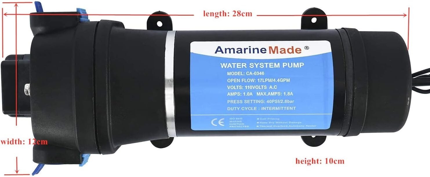 40 PSI Self-Priming Water Diaphragm Pump – Perfect for Boats and Campers