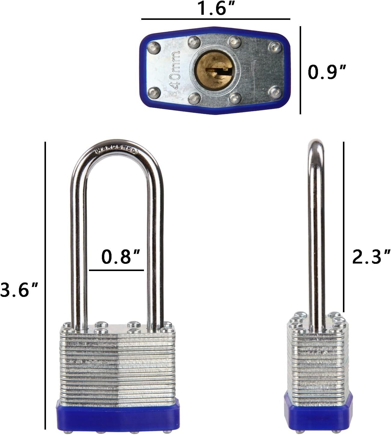 Heavy-Duty 12-Pcs Keyed-Alike Padlocks with Long Shackle for Ultimate Security