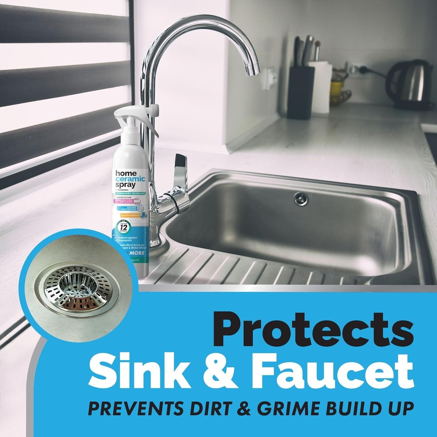 12 Oz Ceramic Coating Spray - Effortlessly Shine & Protect Kitchen Sinks & Glass