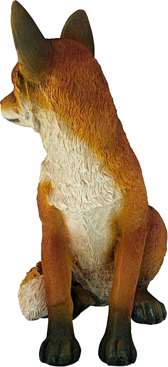Whimsical Lifelike Woodie The Fox Sculpture - Garden Accent 10 Inches Wide