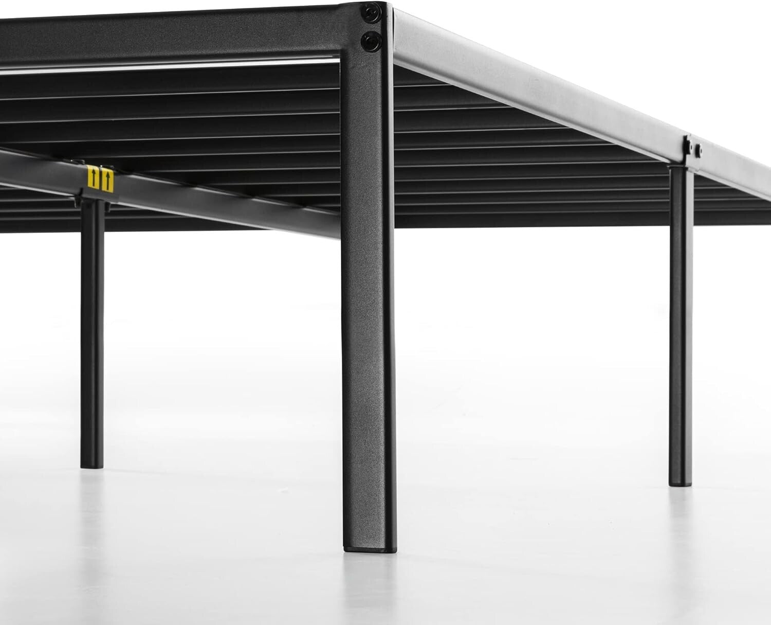 14-Inch Heavy-Duty Black Metal Platform Bed – Queen Size, No Box Spring Required