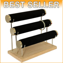 Load image into Gallery viewer, Freestanding 3-Tier Bracelet Holder - Elegant Velvet Stand for All Jewelry