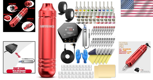 Complete Tattoo Machine Kit for Beginners with 20 Colors - Ergonomic Design