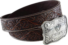 Load image into Gallery viewer, Luxury Men's Leather Belt with Embossed Floral Pattern &amp; Interchangeable Buckle