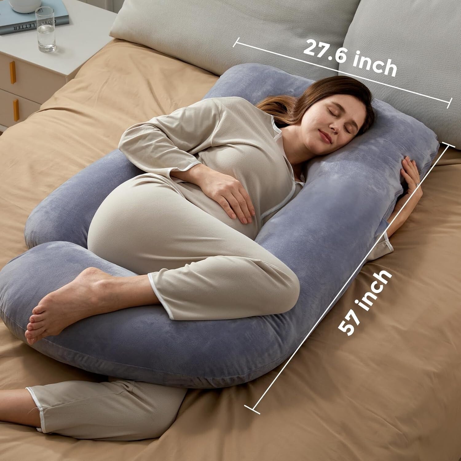 Premium U-Shaped Pregnancy Pillow with Removable Velvet Cover for Total Comfort