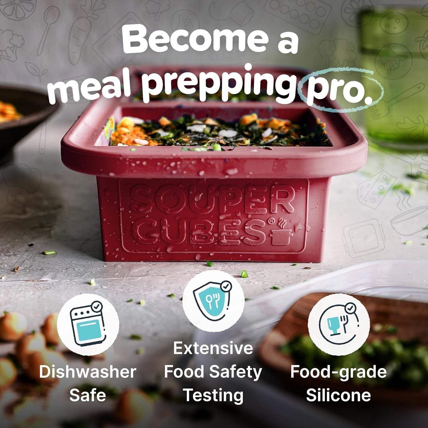 2-Pack BPA-Free 2 Cup Silicone Freezer Trays with Lids - Perfect for Meal Prep