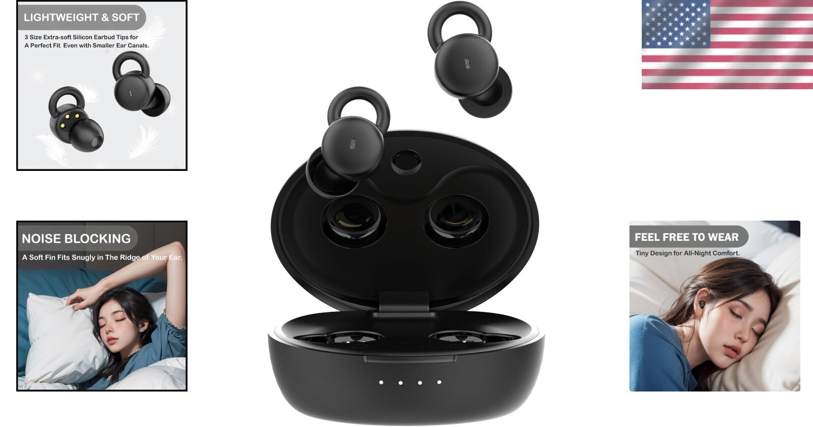Wireless Sleep Buds for Side Sleeping - Bluetooth Earbuds with Silicone Tips