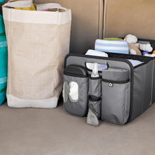 Load image into Gallery viewer, Premium Portable Car Organizer with Diaper Changing Station - Space-Saving Grey