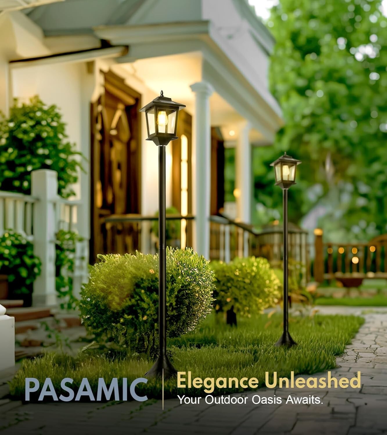 Decorative 63" Solar Pole Lights - Warm White Illumination for Outdoor Spaces