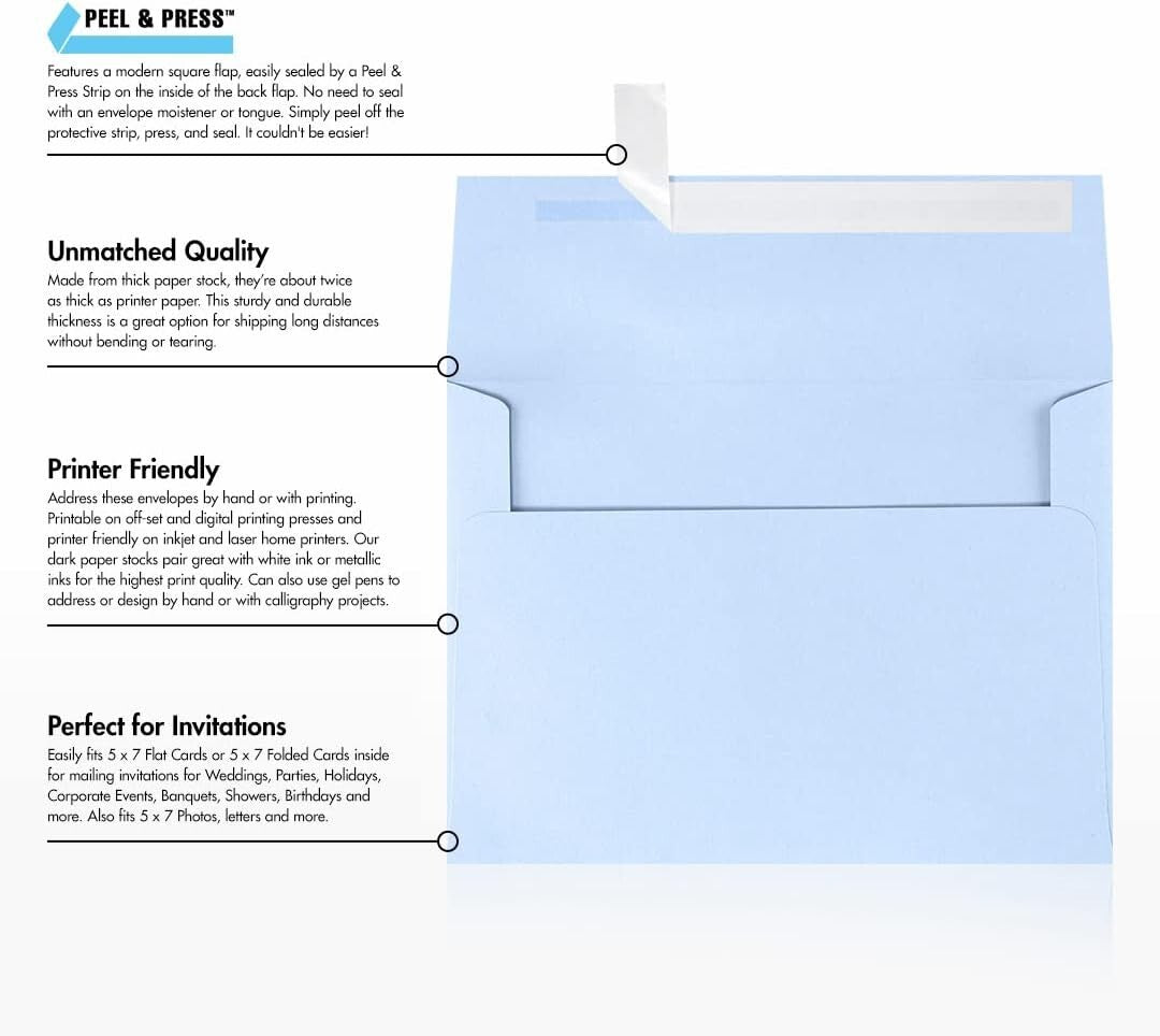 Durable Self-Seal A7 Envelopes in Baby Blue – Perfect for Every Occasion