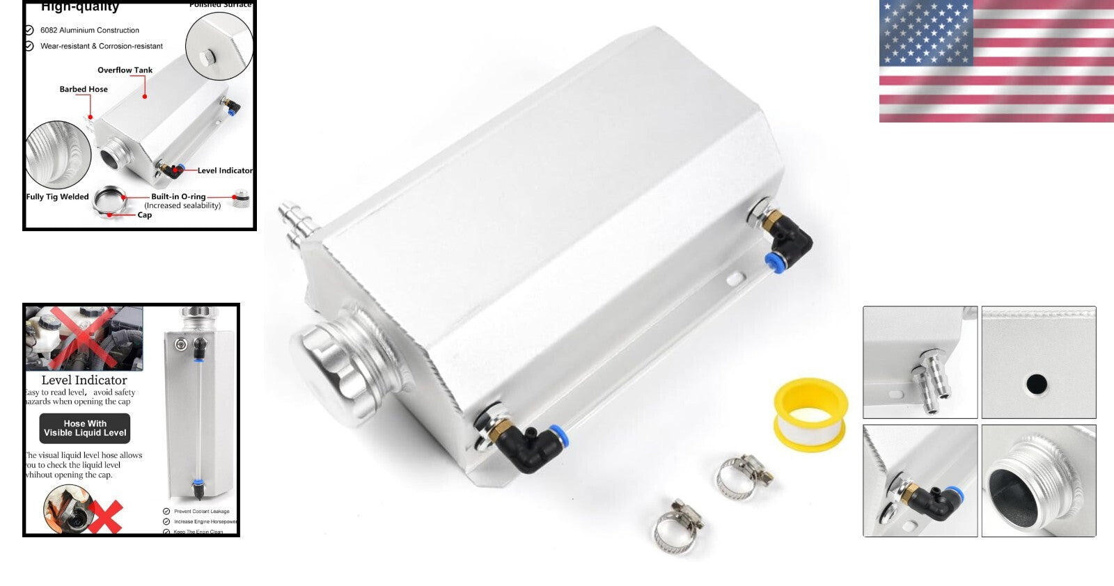 Compact Universal 2L Coolant Tank with Level Indicator - Ideal for All Vehicles